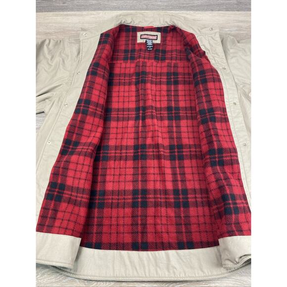 Craftsman Jacket Mens XXL Brown Tan Flannel Lined Chore Barn Canvas Shacket - Picture 5 of 6